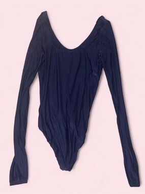 aerie Navy Long-Sleeve Scoop-Back Bodysuit